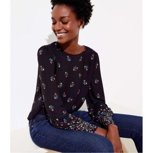 LOFT Black and Floral Blouse